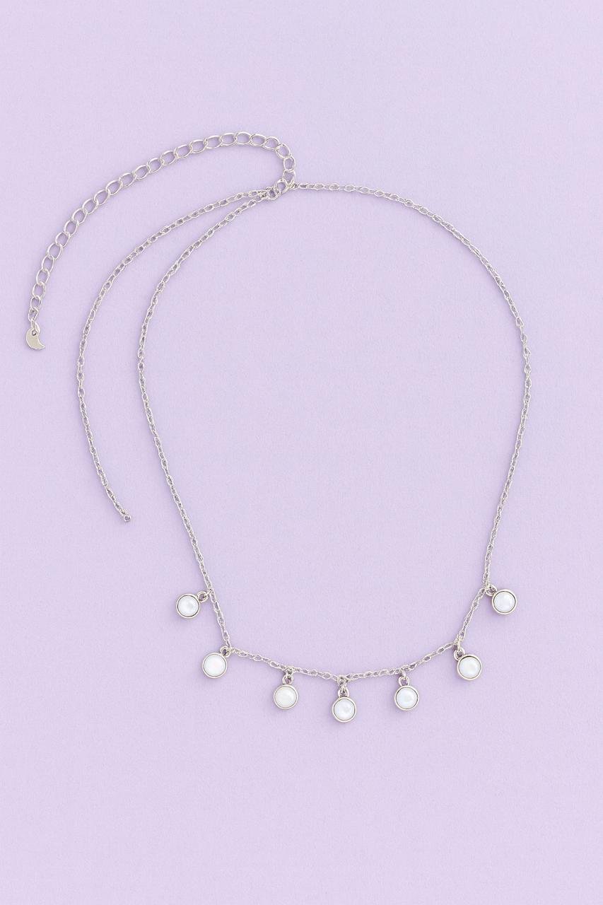 92.5 Silver Moon Stone  Charms Minimalist Chain